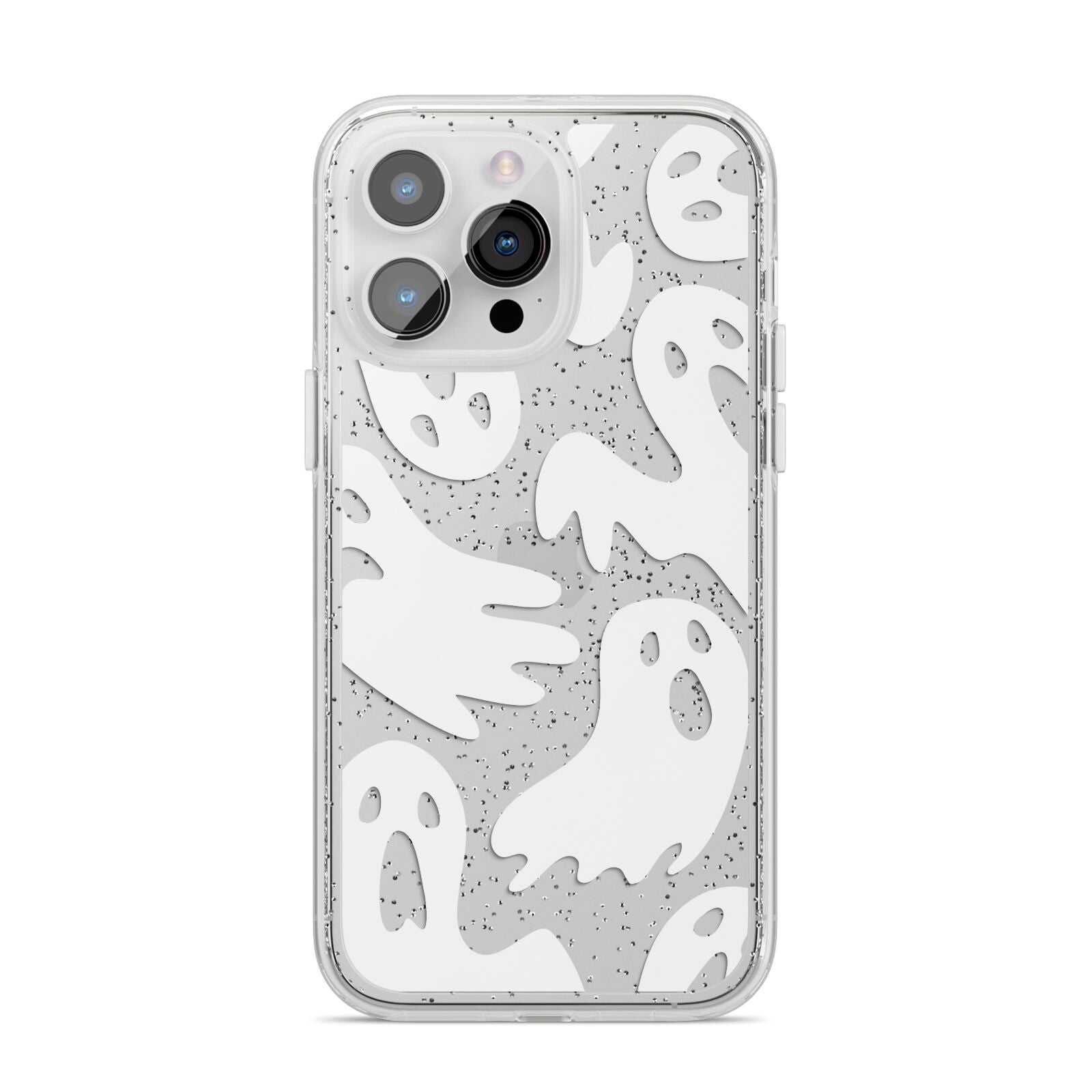 Ghosts with Transparent Background iPhone 14 Pro Max Glitter Tough Case Silver
