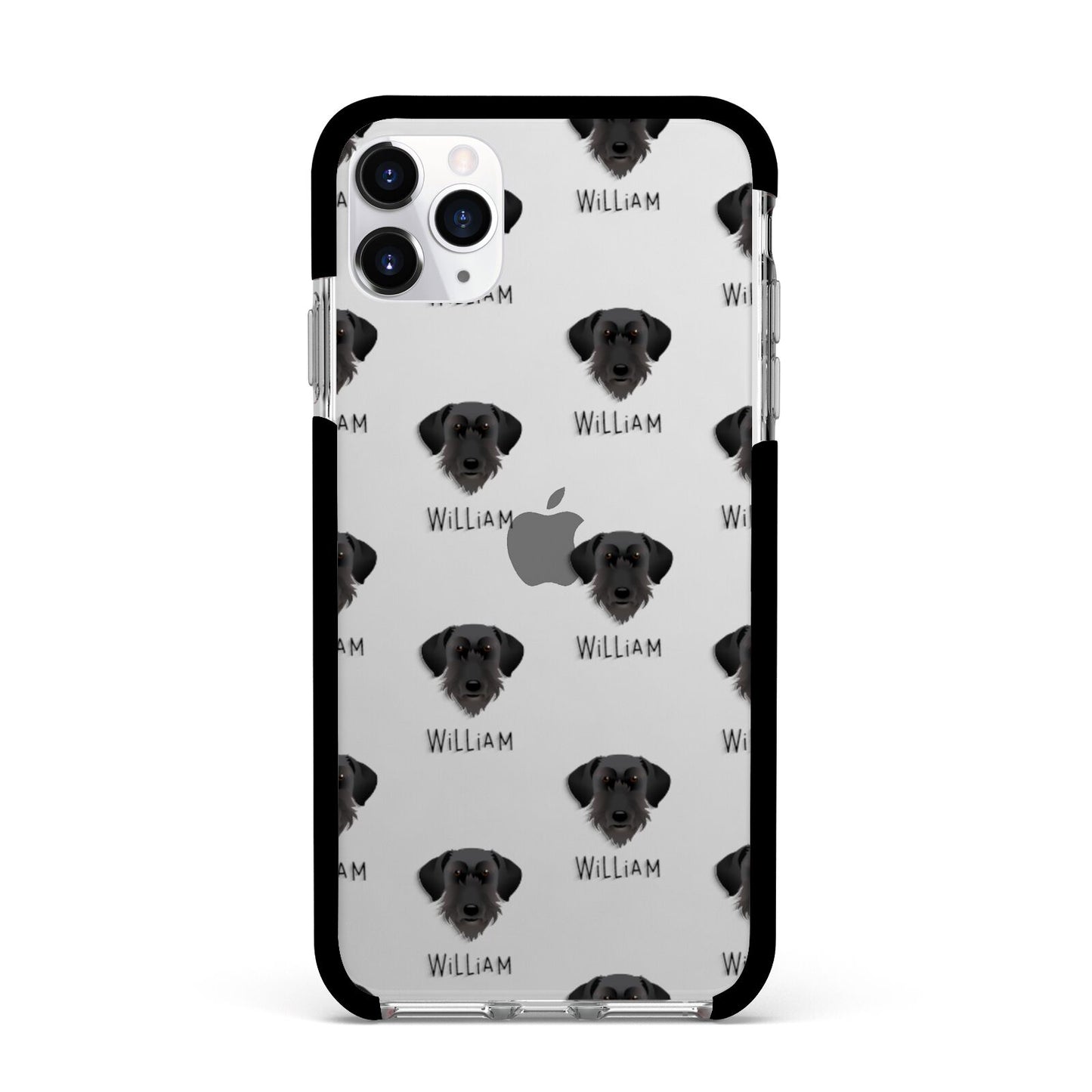 Giant Schnauzer Icon with Name Apple iPhone 11 Pro Max in Silver with Black Impact Case