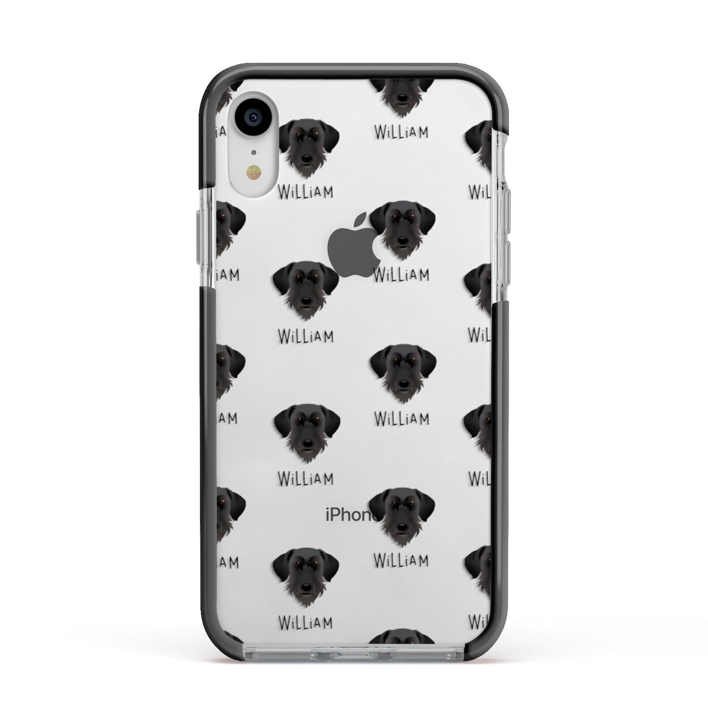 Giant Schnauzer Icon with Name Apple iPhone XR Impact Case Black Edge on Silver Phone