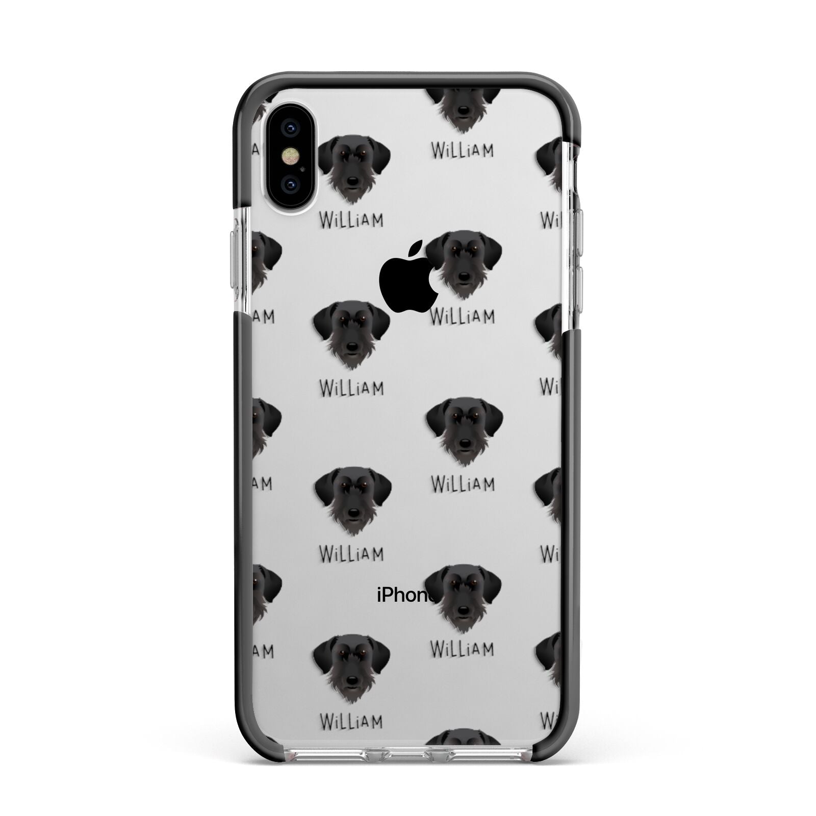 Giant Schnauzer Icon with Name Apple iPhone Xs Max Impact Case Black Edge on Silver Phone