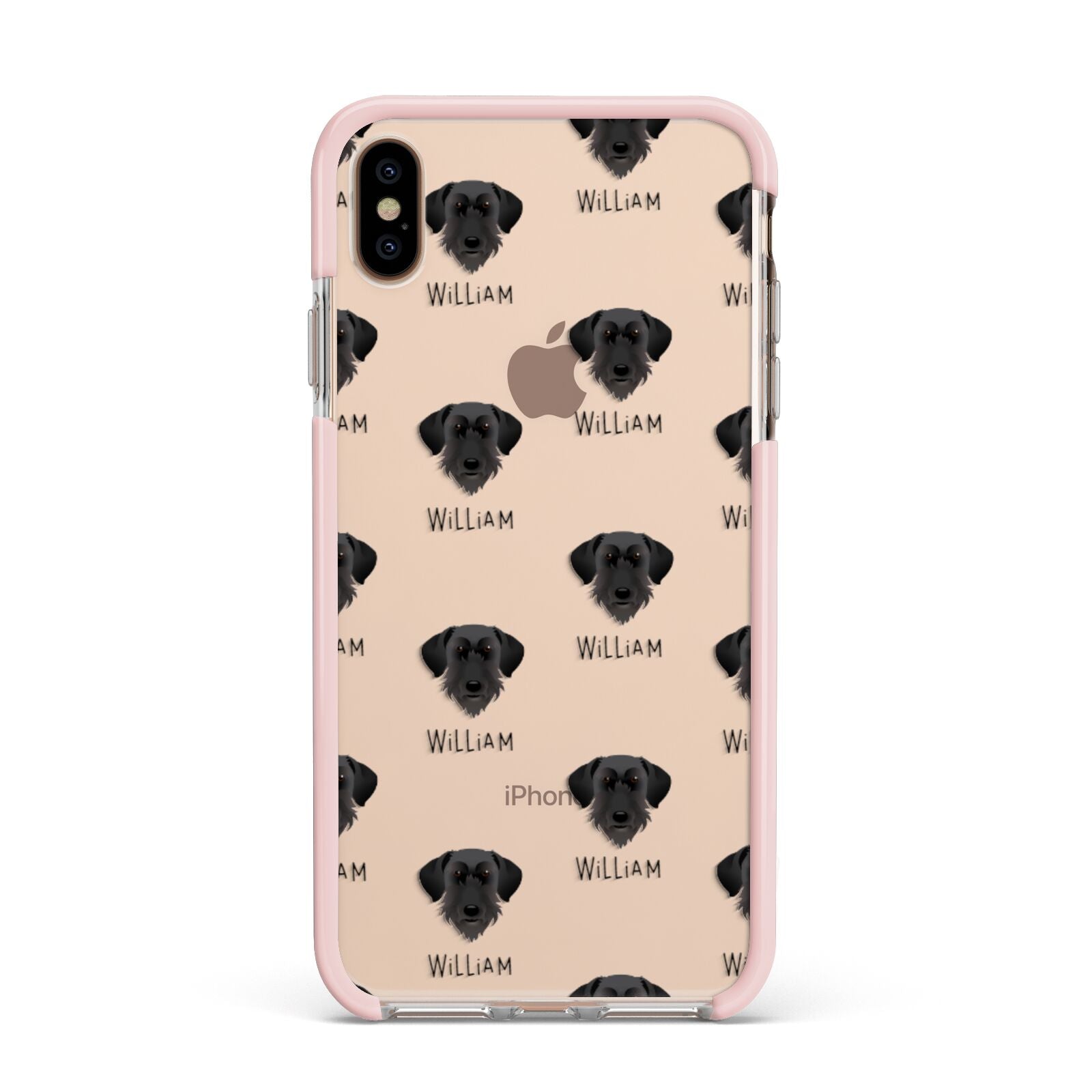 Giant Schnauzer Icon with Name Apple iPhone Xs Max Impact Case Pink Edge on Gold Phone
