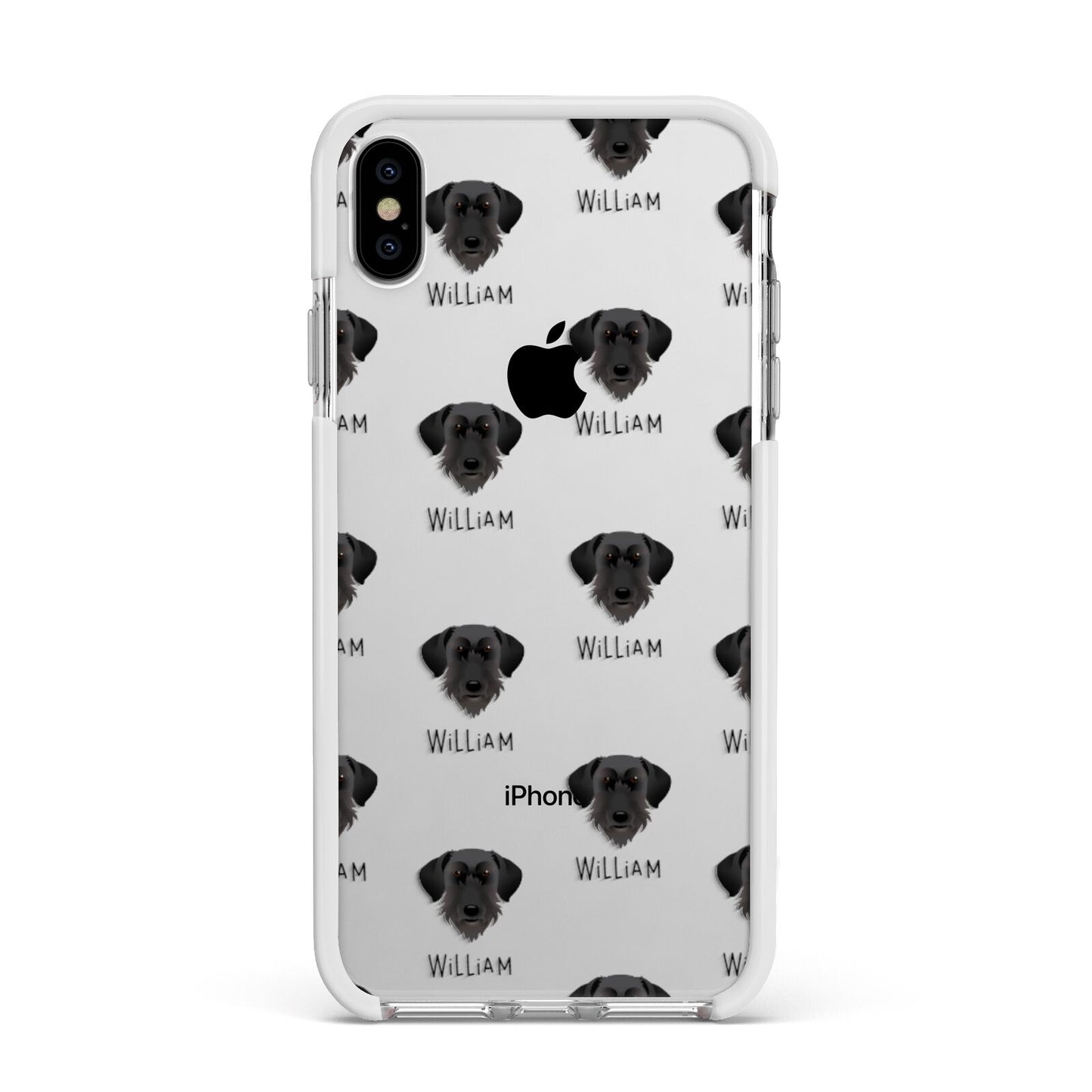 Giant Schnauzer Icon with Name Apple iPhone Xs Max Impact Case White Edge on Silver Phone
