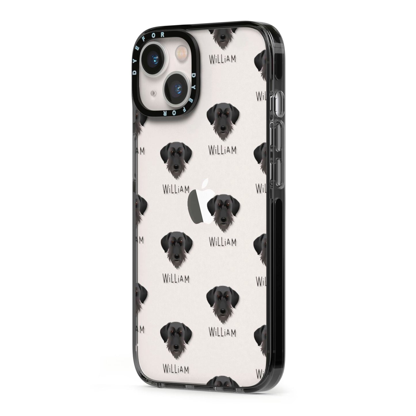 Giant Schnauzer Icon with Name iPhone 13 Black Impact Case Side Angle on Silver phone