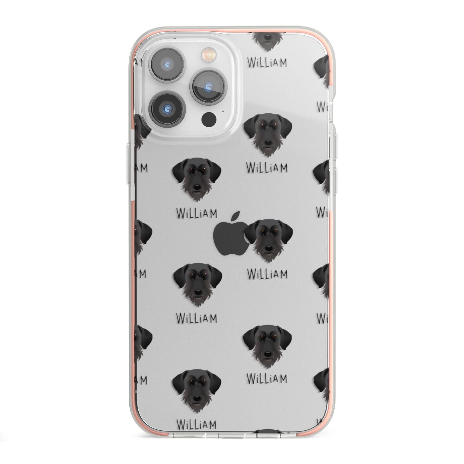 Giant Schnauzer Icon with Name iPhone 13 Pro Max TPU Impact Case with Pink Edges