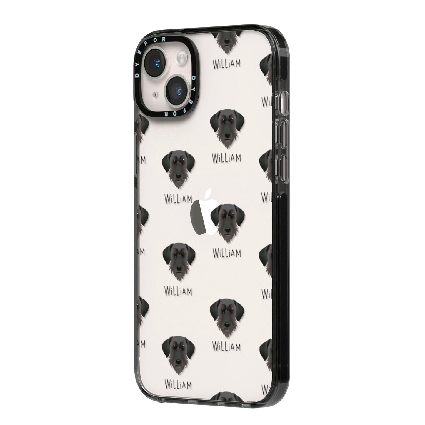 Giant Schnauzer Icon with Name iPhone 14 Plus Black Impact Case Side Angle on Silver phone