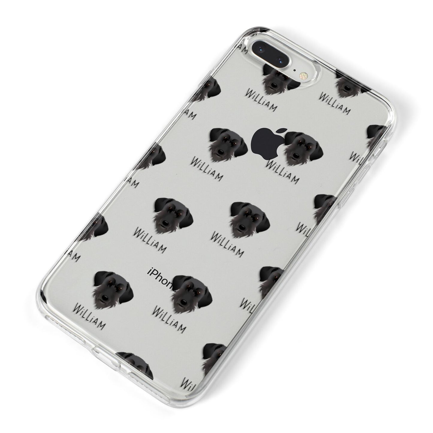 Giant Schnauzer Icon with Name iPhone 8 Plus Bumper Case on Silver iPhone Alternative Image