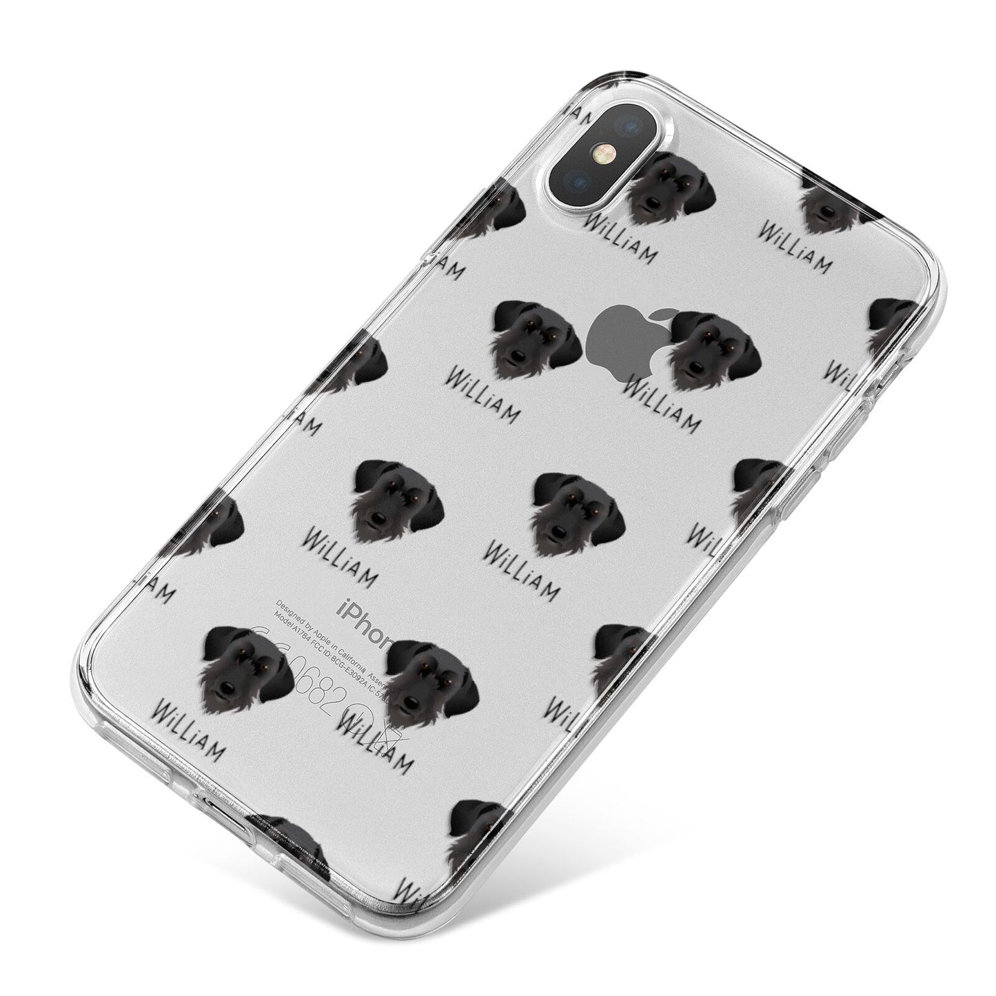 Giant Schnauzer Icon with Name iPhone X Bumper Case on Silver iPhone