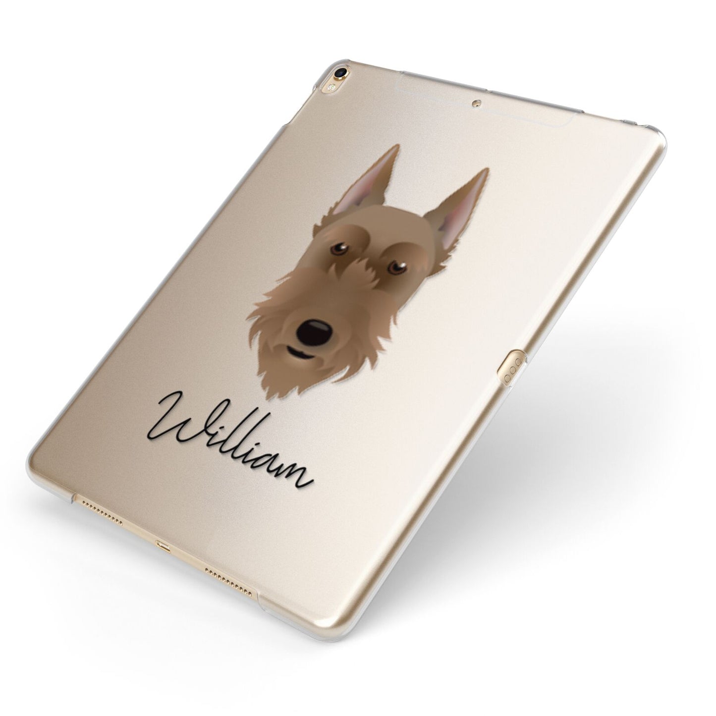 Giant Schnauzer Personalised Apple iPad Case on Gold iPad Side View