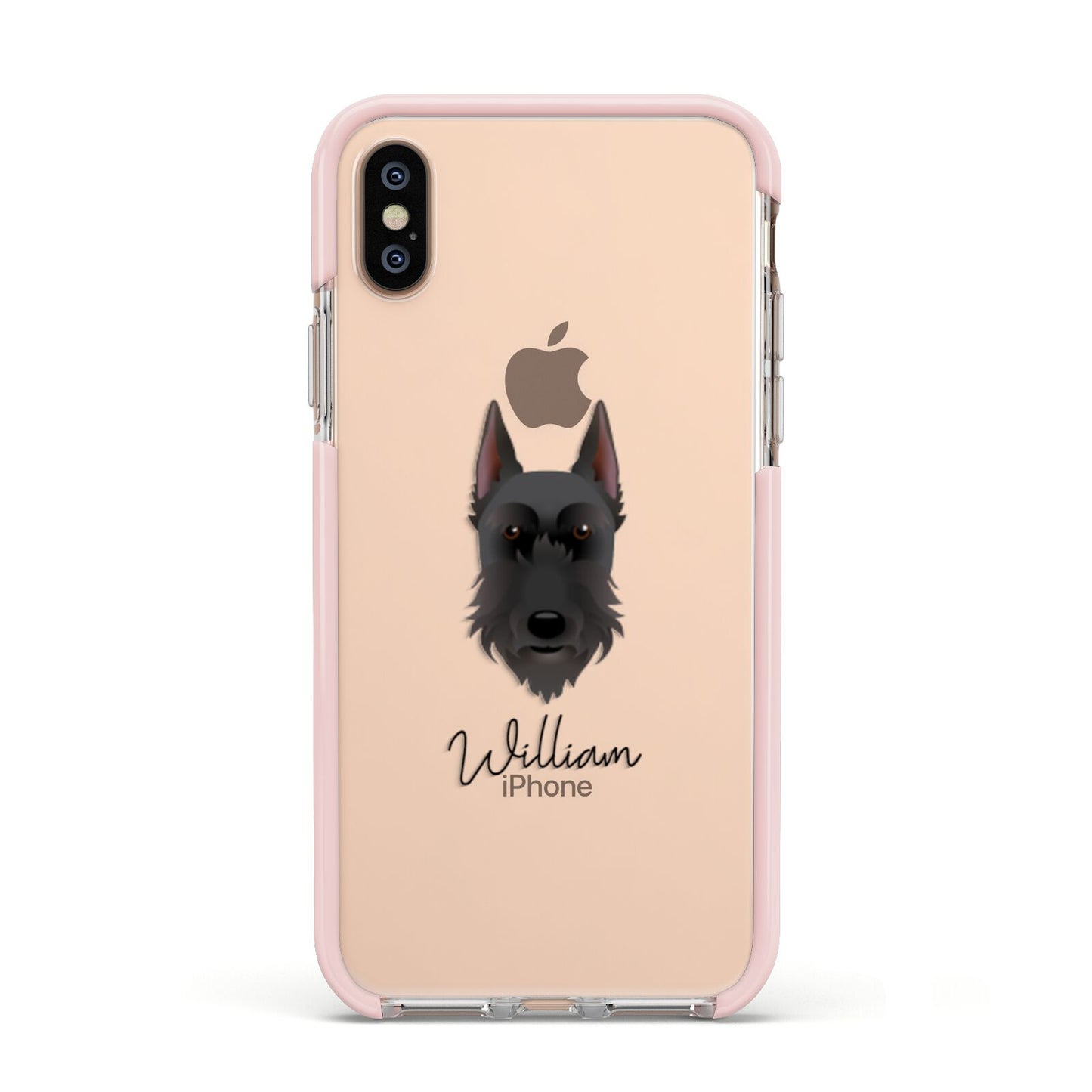 Giant Schnauzer Personalised Apple iPhone Xs Impact Case Pink Edge on Gold Phone