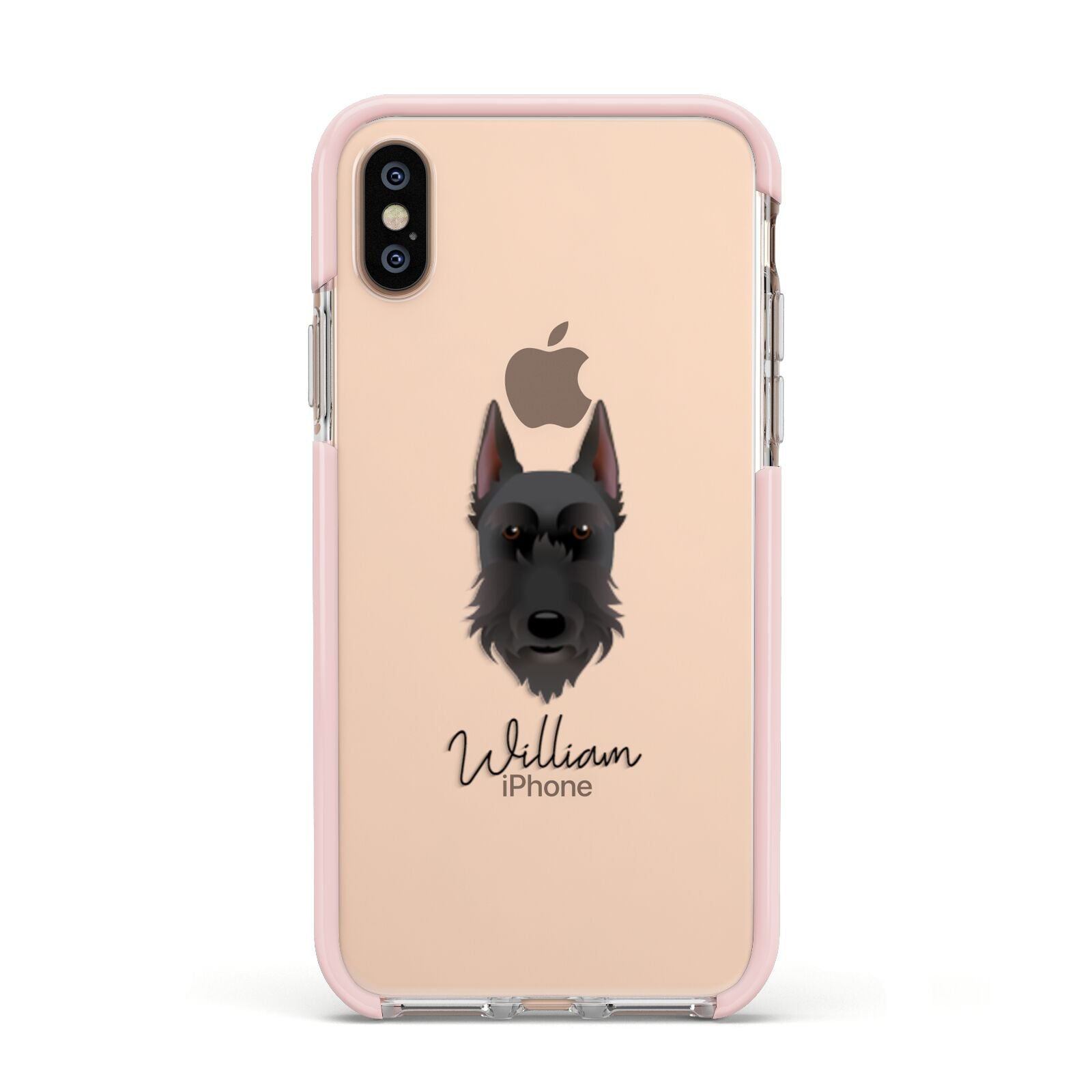 Giant Schnauzer Personalised Apple iPhone Xs Impact Case Pink Edge on Gold Phone