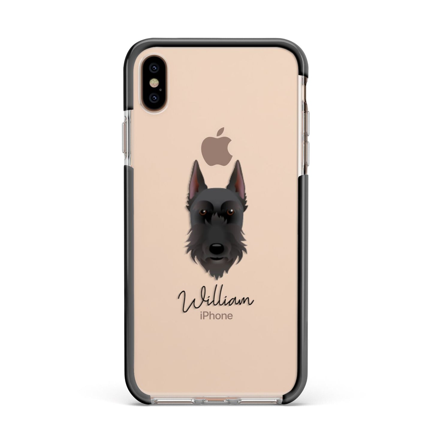 Giant Schnauzer Personalised Apple iPhone Xs Max Impact Case Black Edge on Gold Phone