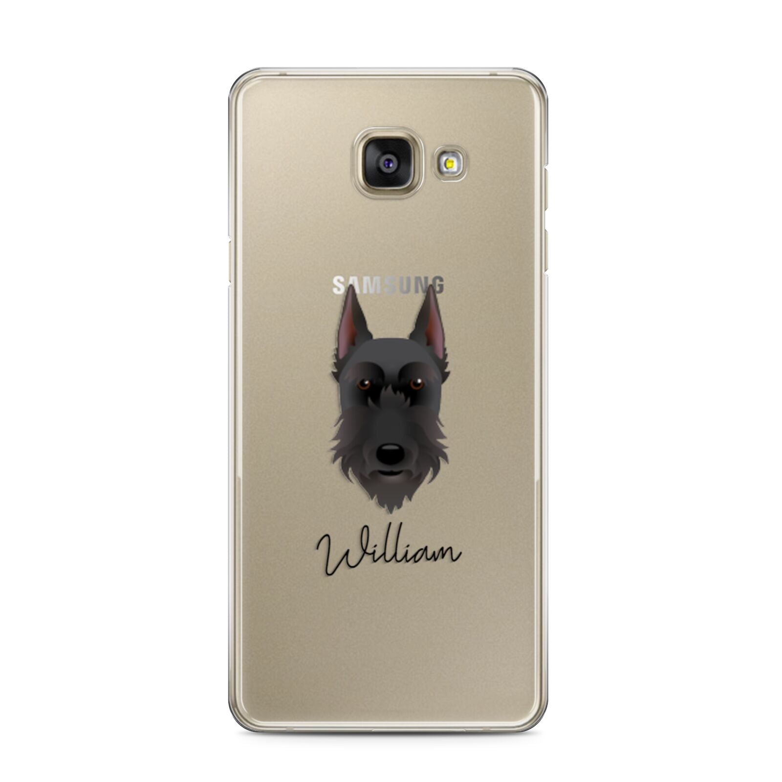 Giant Schnauzer Personalised Samsung Galaxy A3 2016 Case on gold phone