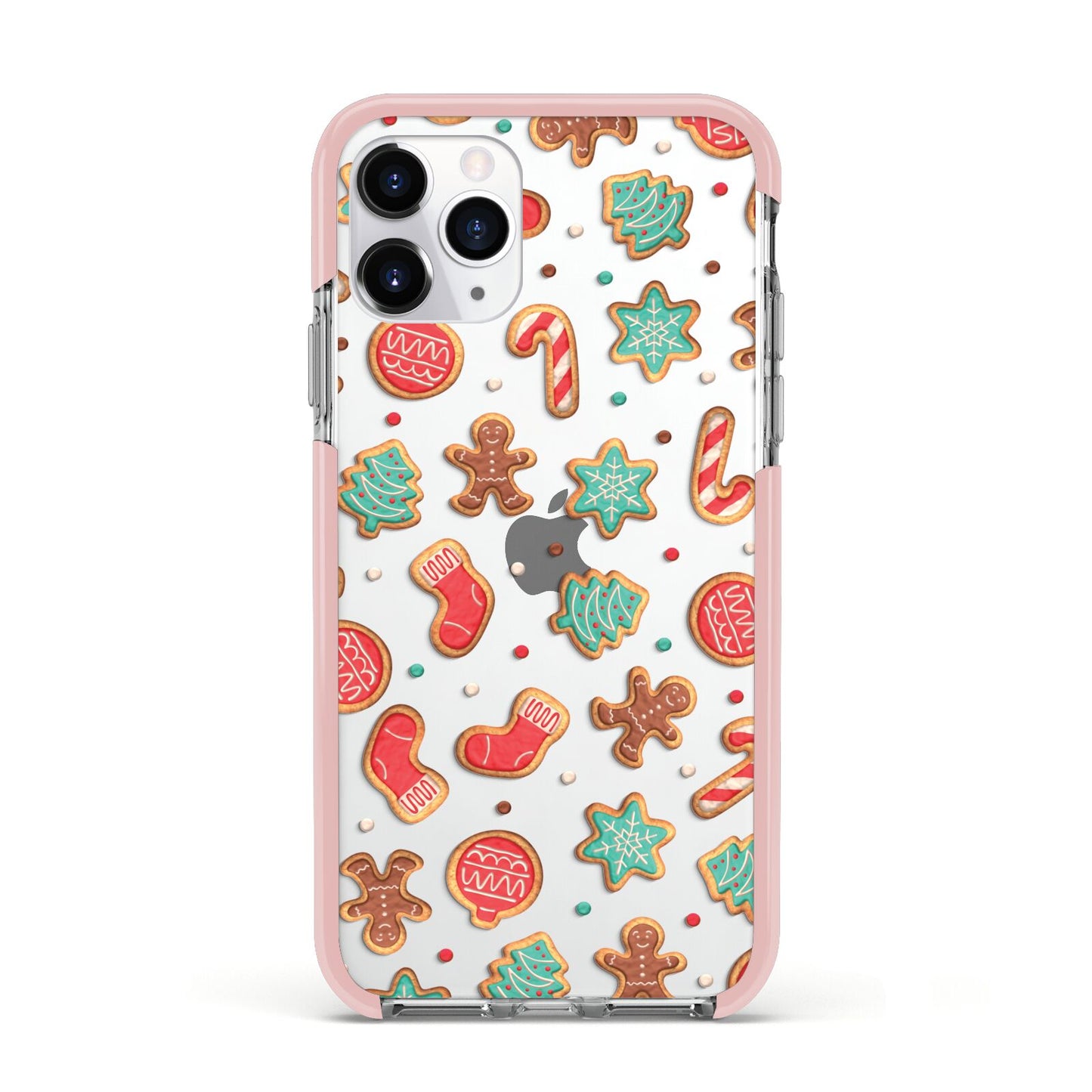 Gingerbread Christmas Apple iPhone 11 Pro in Silver with Pink Impact Case
