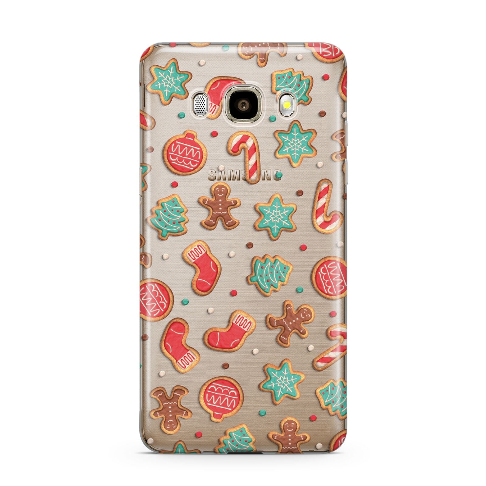 Gingerbread Christmas Samsung Galaxy J7 2016 Case on gold phone