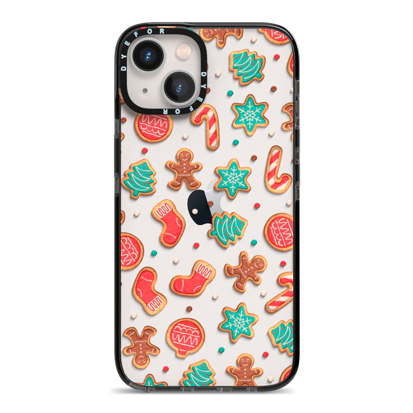 Gingerbread Christmas iPhone 13 Black Impact Case on Silver phone