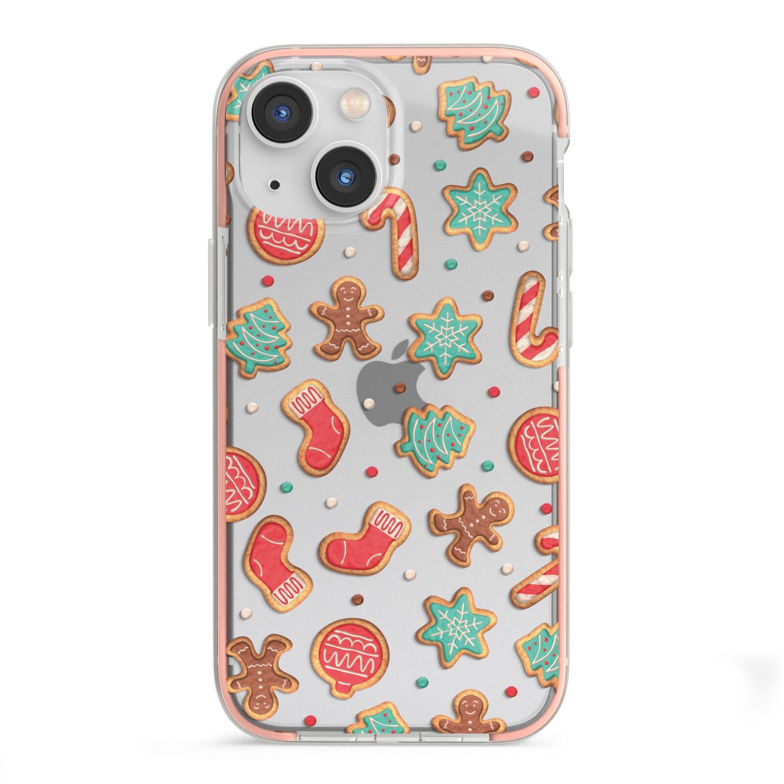 Gingerbread Christmas iPhone 13 Mini TPU Impact Case with Pink Edges
