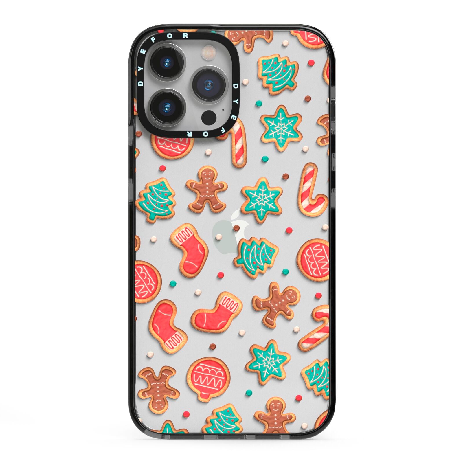Gingerbread Christmas iPhone 13 Pro Max Black Impact Case on Silver phone