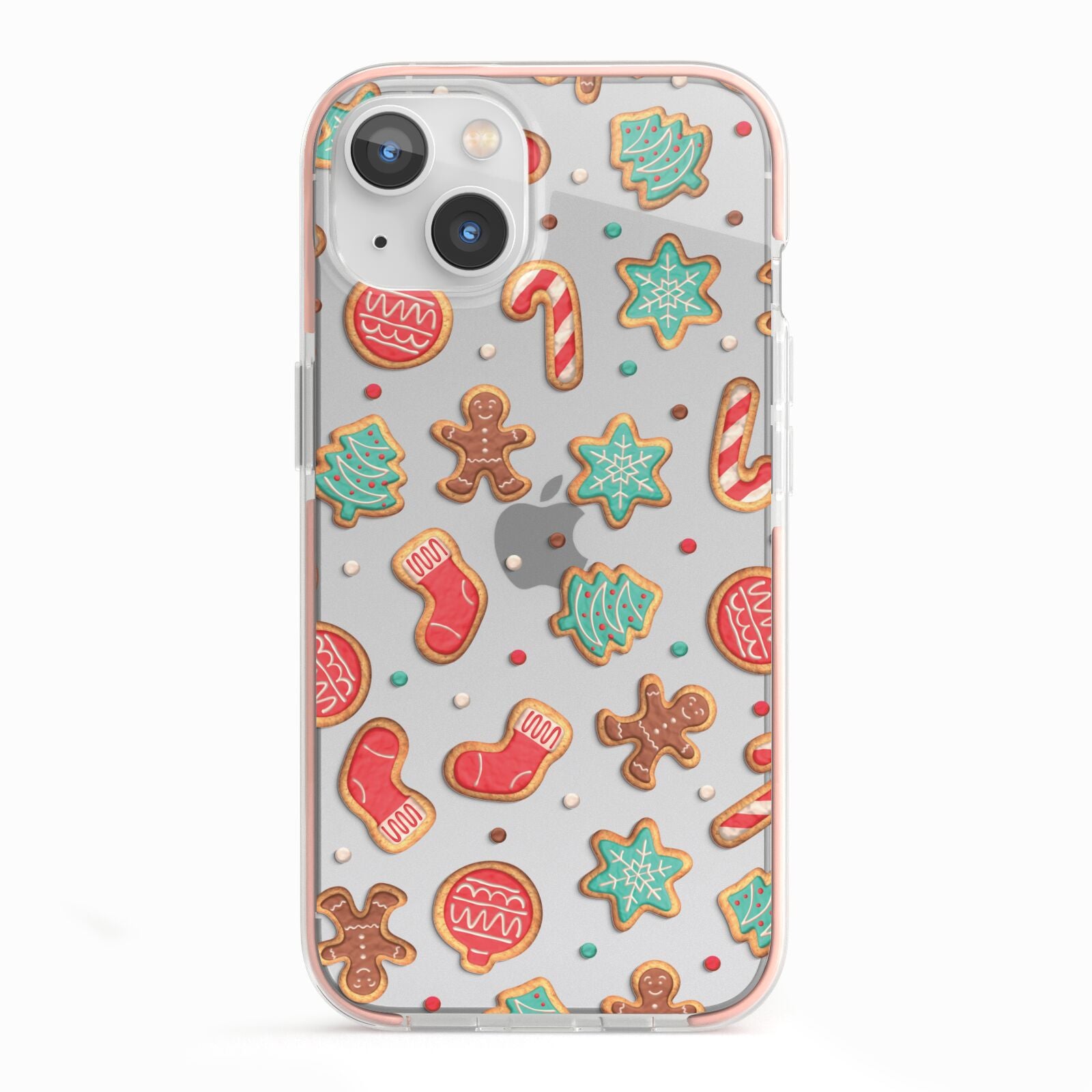Gingerbread Christmas iPhone 13 TPU Impact Case with Pink Edges