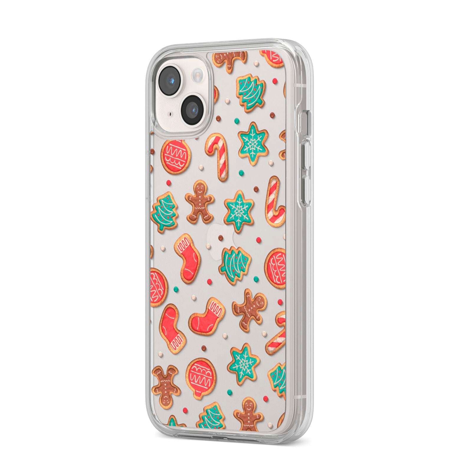 Gingerbread Christmas iPhone 14 Plus Clear Tough Case Starlight Angled Image