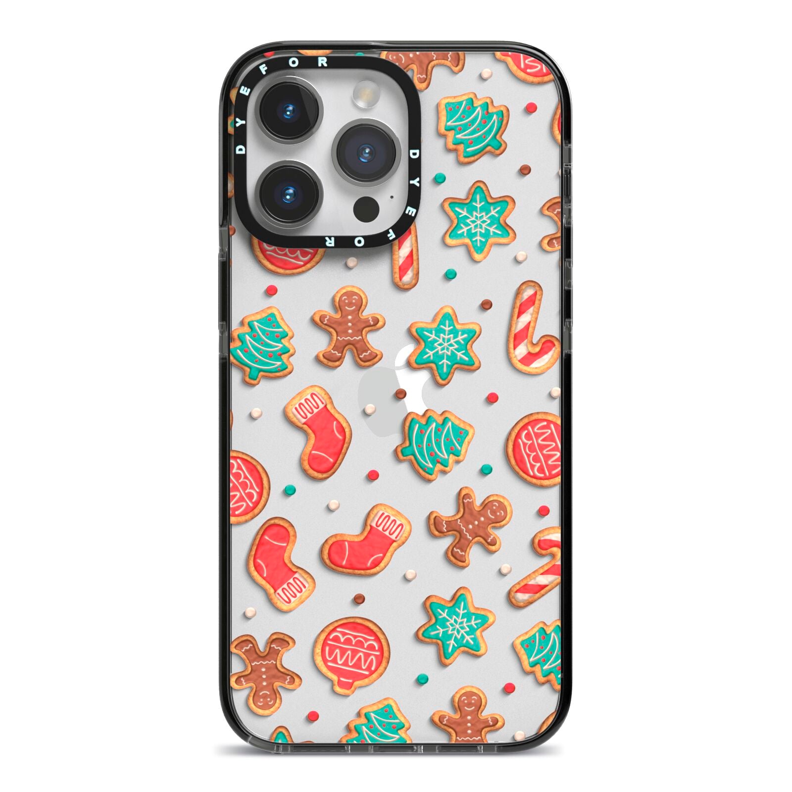 Gingerbread Christmas iPhone 14 Pro Max Black Impact Case on Silver phone