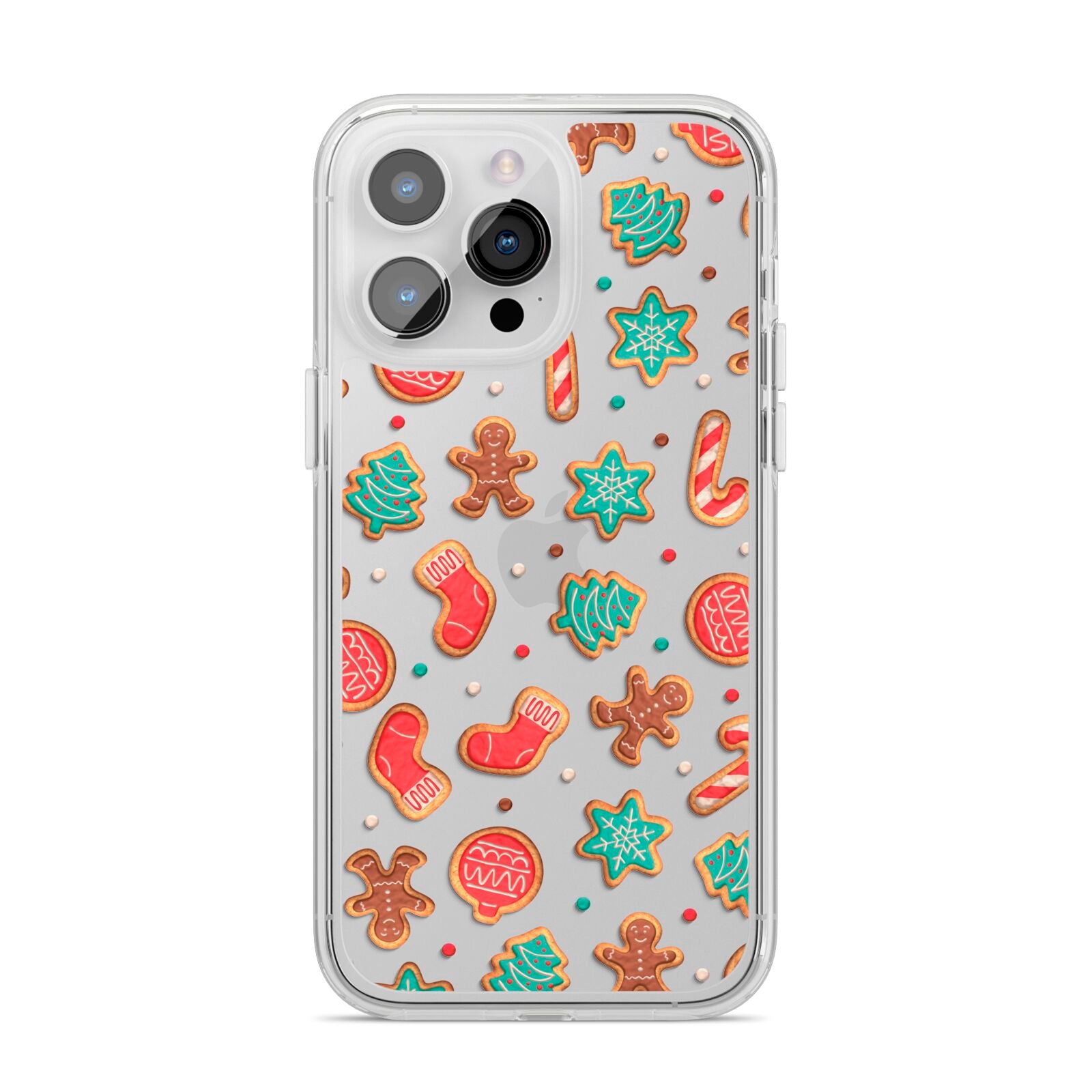 Gingerbread Christmas iPhone 14 Pro Max Clear Tough Case Silver