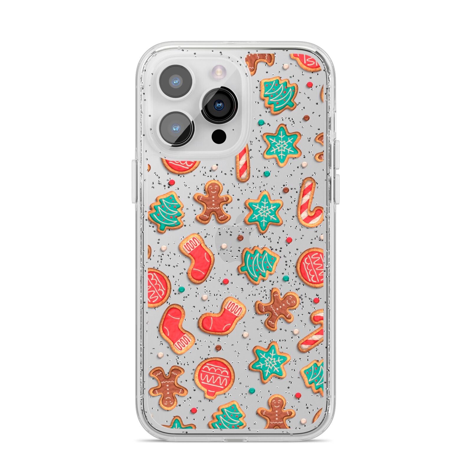 Gingerbread Christmas iPhone 14 Pro Max Glitter Tough Case Silver