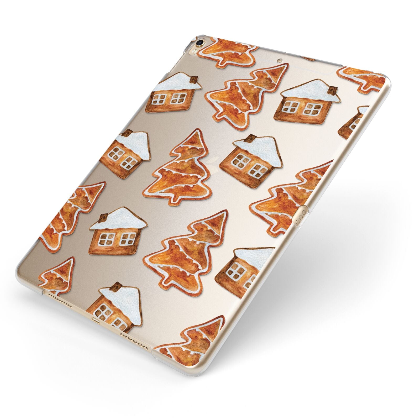 Gingerbread House Tree Apple iPad Case on Gold iPad Side View
