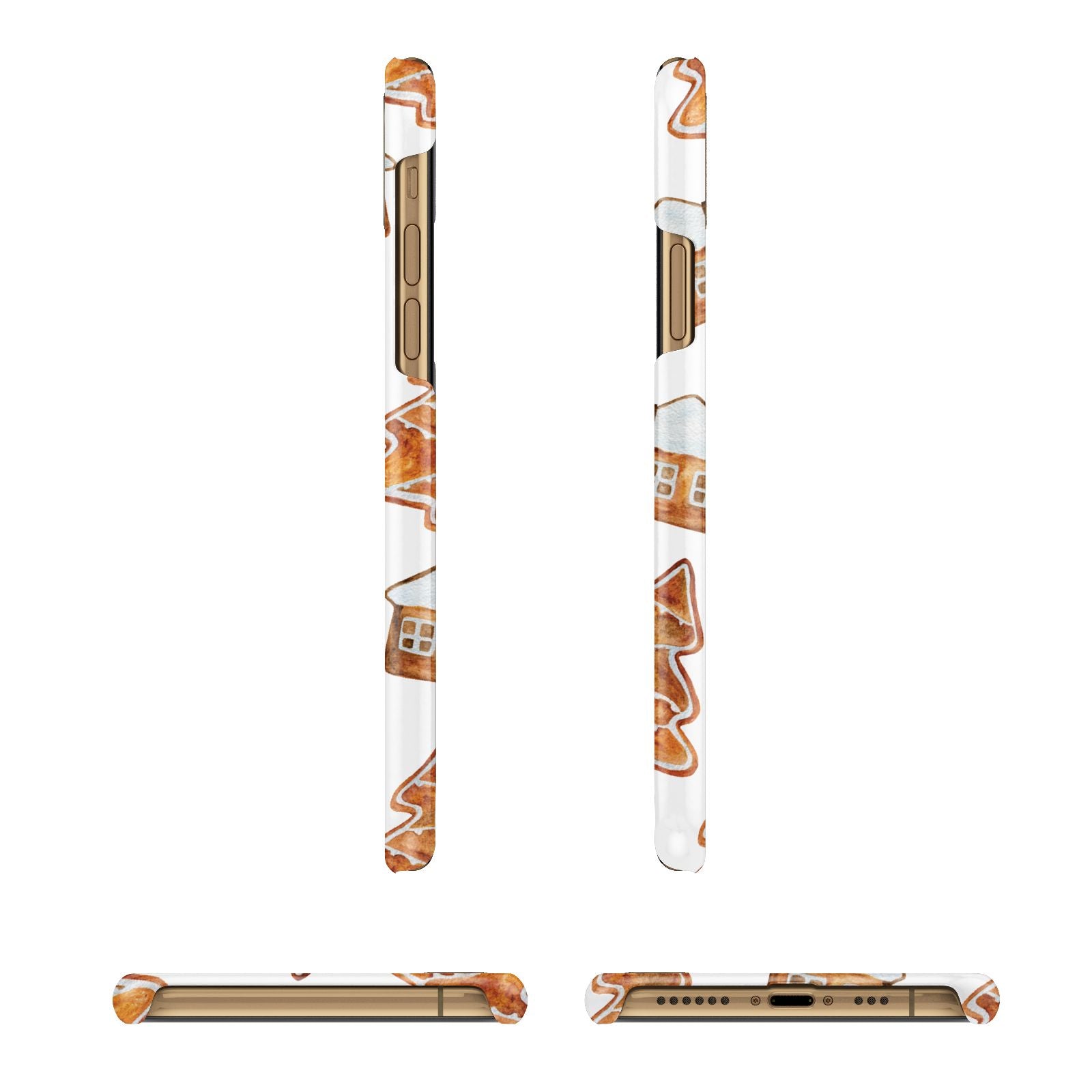 Gingerbread House Tree Apple iPhone Xs 3D Wrap Snap Case Angled Images