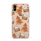 Gingerbread House Tree Apple iPhone Xs Impact Case Pink Edge on Gold Phone