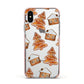 Gingerbread House Tree Apple iPhone Xs Impact Case Pink Edge on Silver Phone