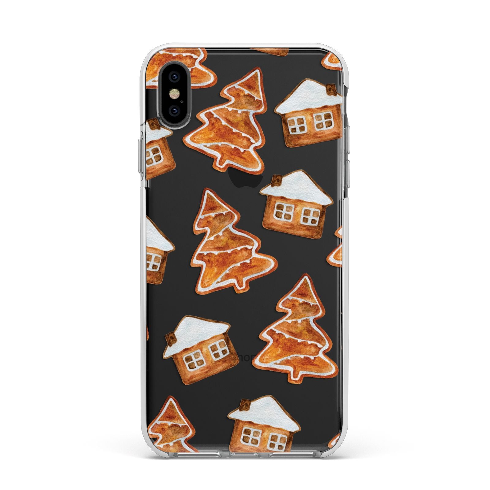 Gingerbread House Tree Apple iPhone Xs Max Impact Case White Edge on Black Phone