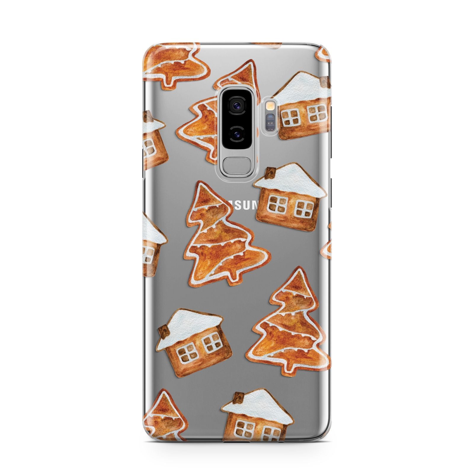 Gingerbread House Tree Samsung Galaxy S9 Plus Case on Silver phone