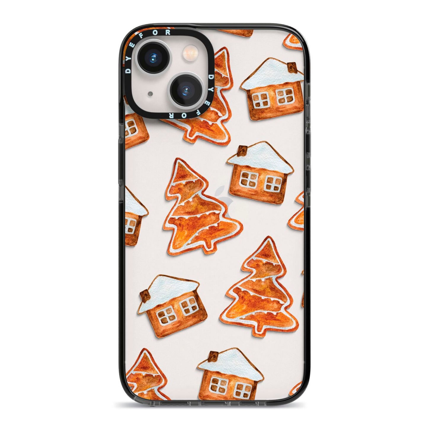 Gingerbread House Tree iPhone 13 Black Impact Case on Silver phone