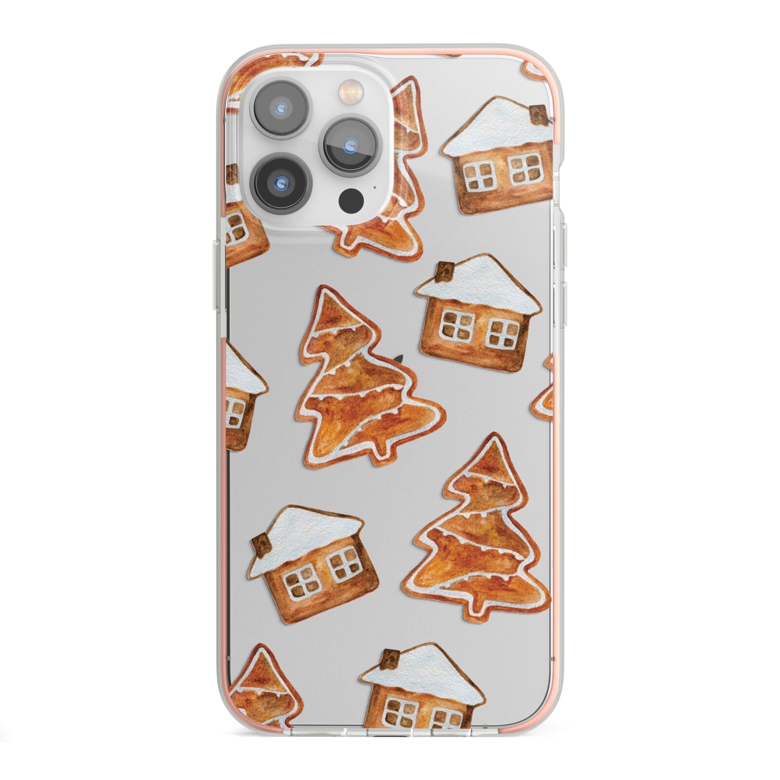 Gingerbread House Tree iPhone 13 Pro Max TPU Impact Case with Pink Edges