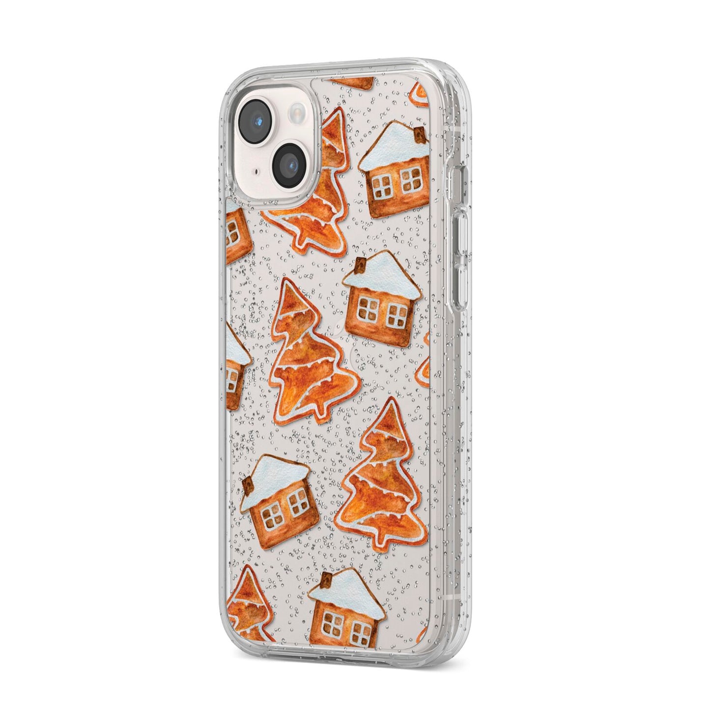 Gingerbread House Tree iPhone 14 Plus Glitter Tough Case Starlight Angled Image