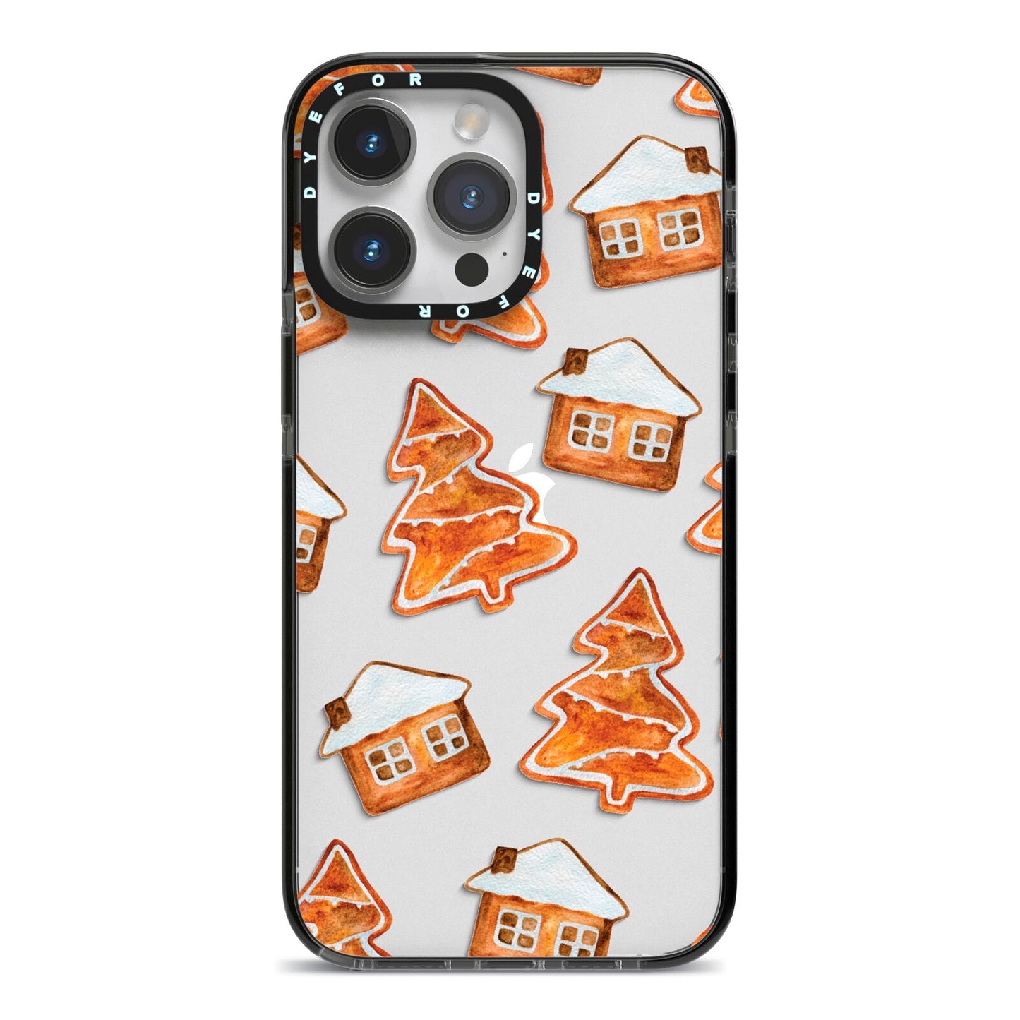 Gingerbread House Tree iPhone 14 Pro Max Black Impact Case on Silver phone
