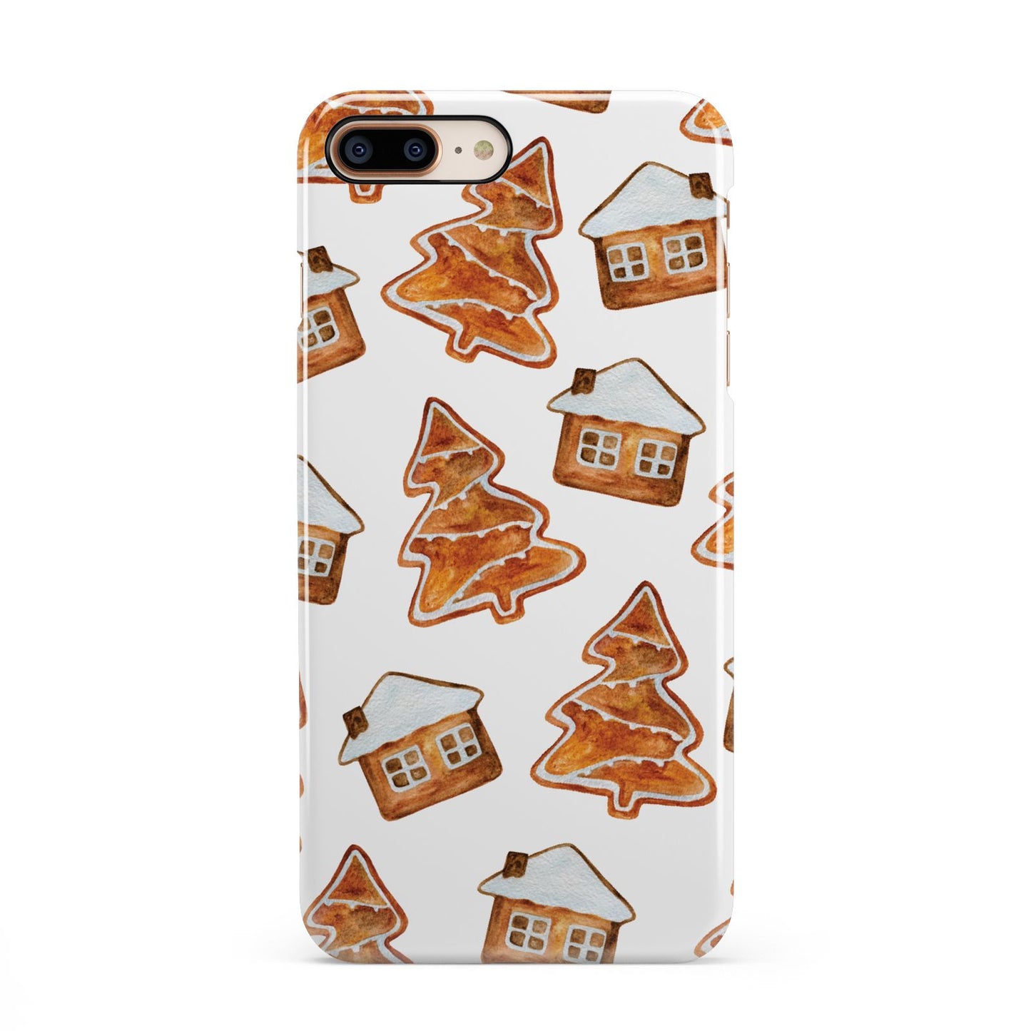 Gingerbread House Tree iPhone 8 Plus 3D Snap Case on Gold Phone