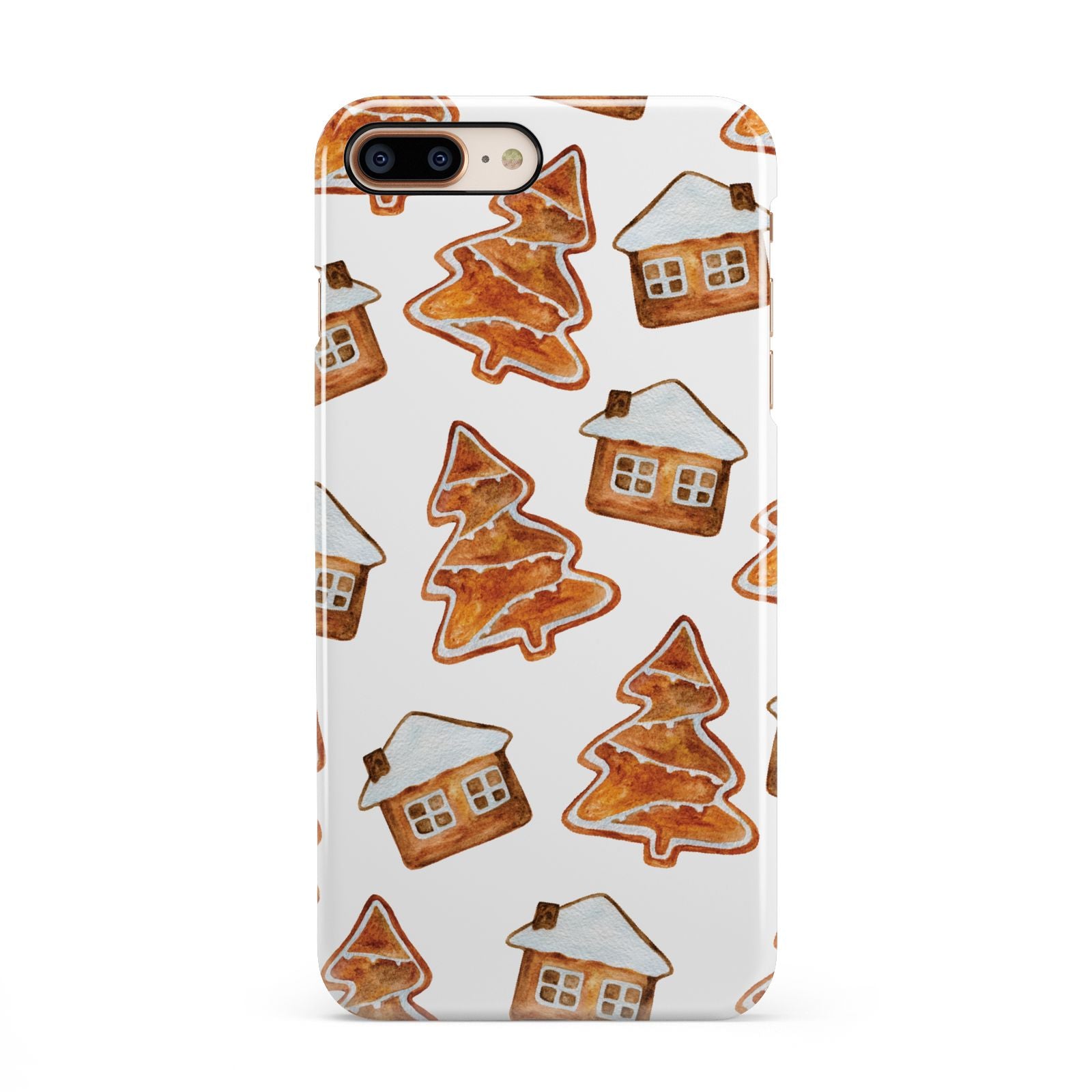 Gingerbread House Tree iPhone 8 Plus 3D Snap Case on Gold Phone