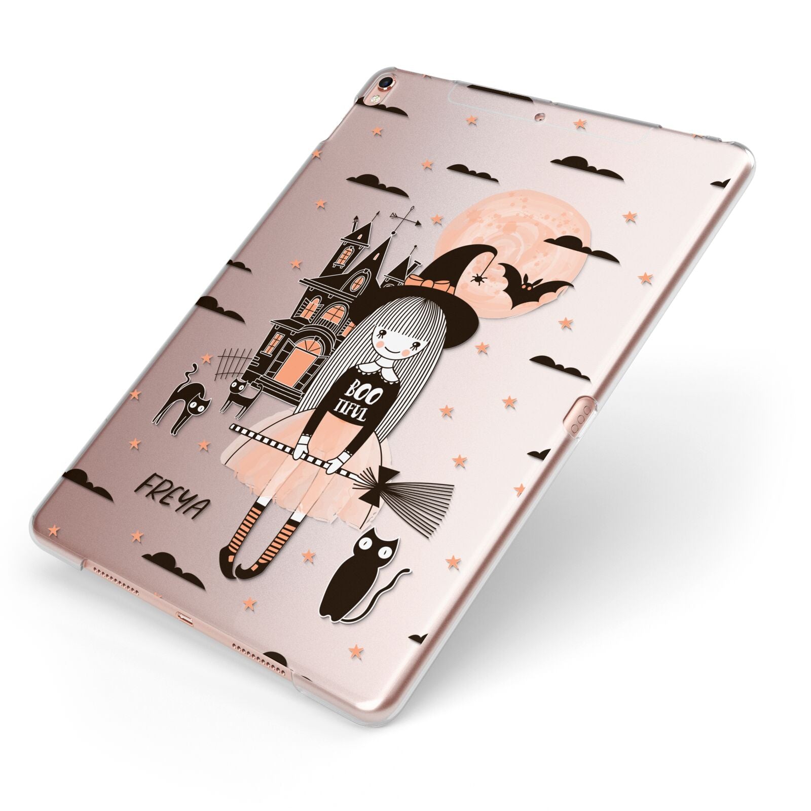 Girl Witch Apple iPad Case on Rose Gold iPad Side View