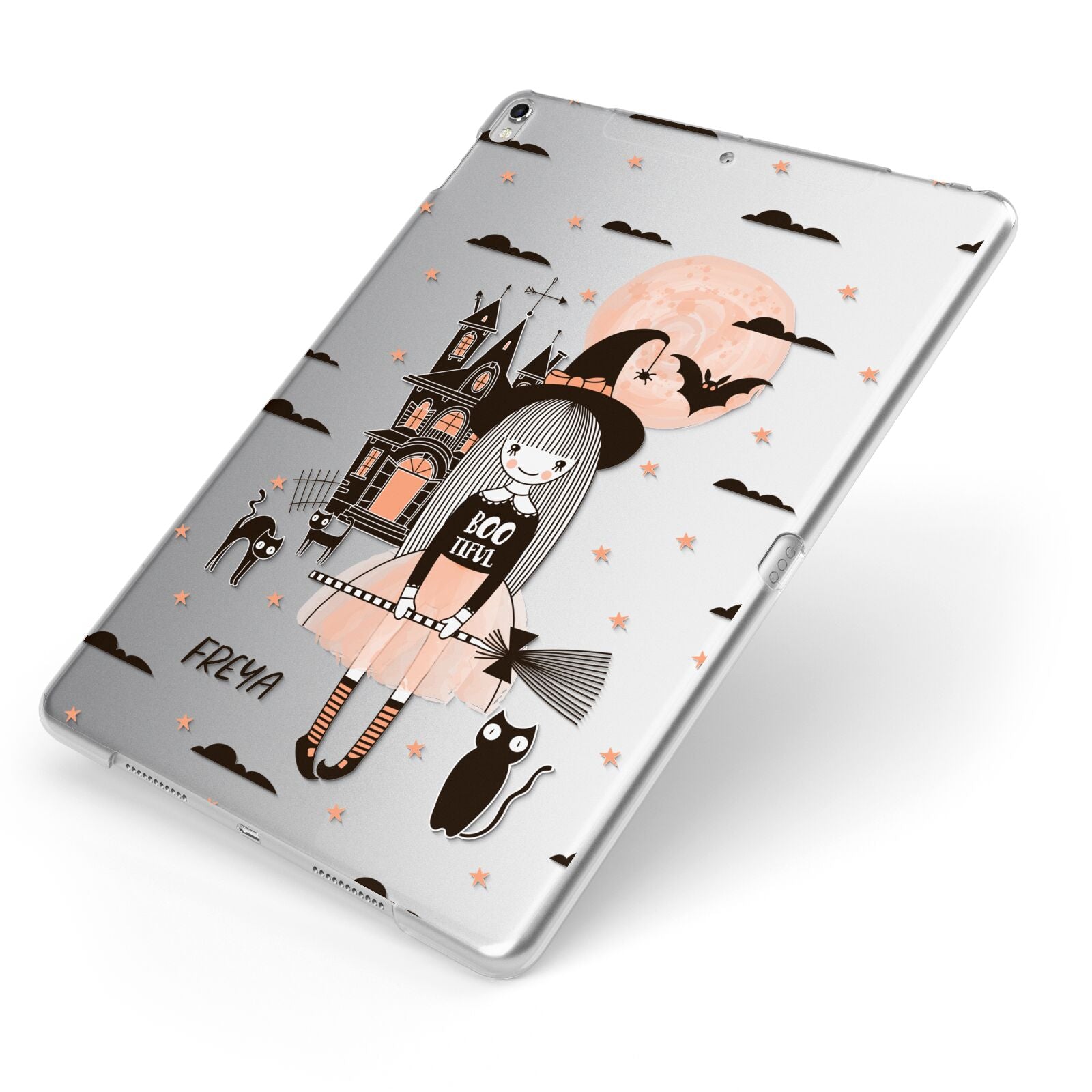 Girl Witch Apple iPad Case on Silver iPad Side View