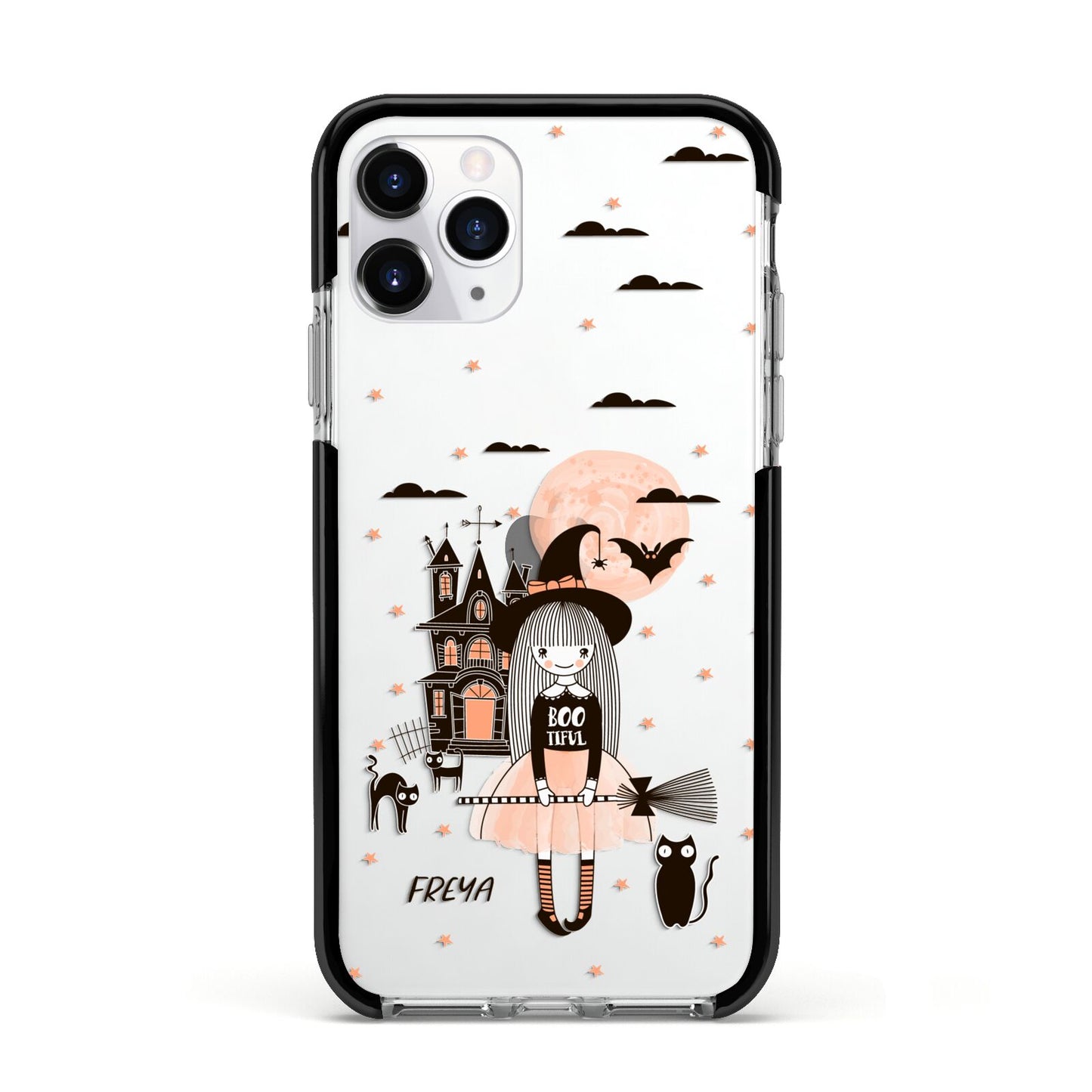 Girl Witch Apple iPhone 11 Pro in Silver with Black Impact Case
