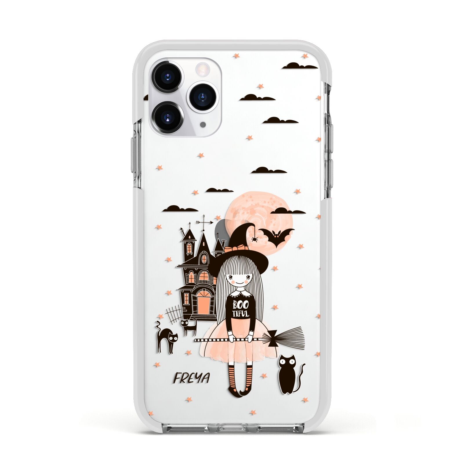 Girl Witch Apple iPhone 11 Pro in Silver with White Impact Case