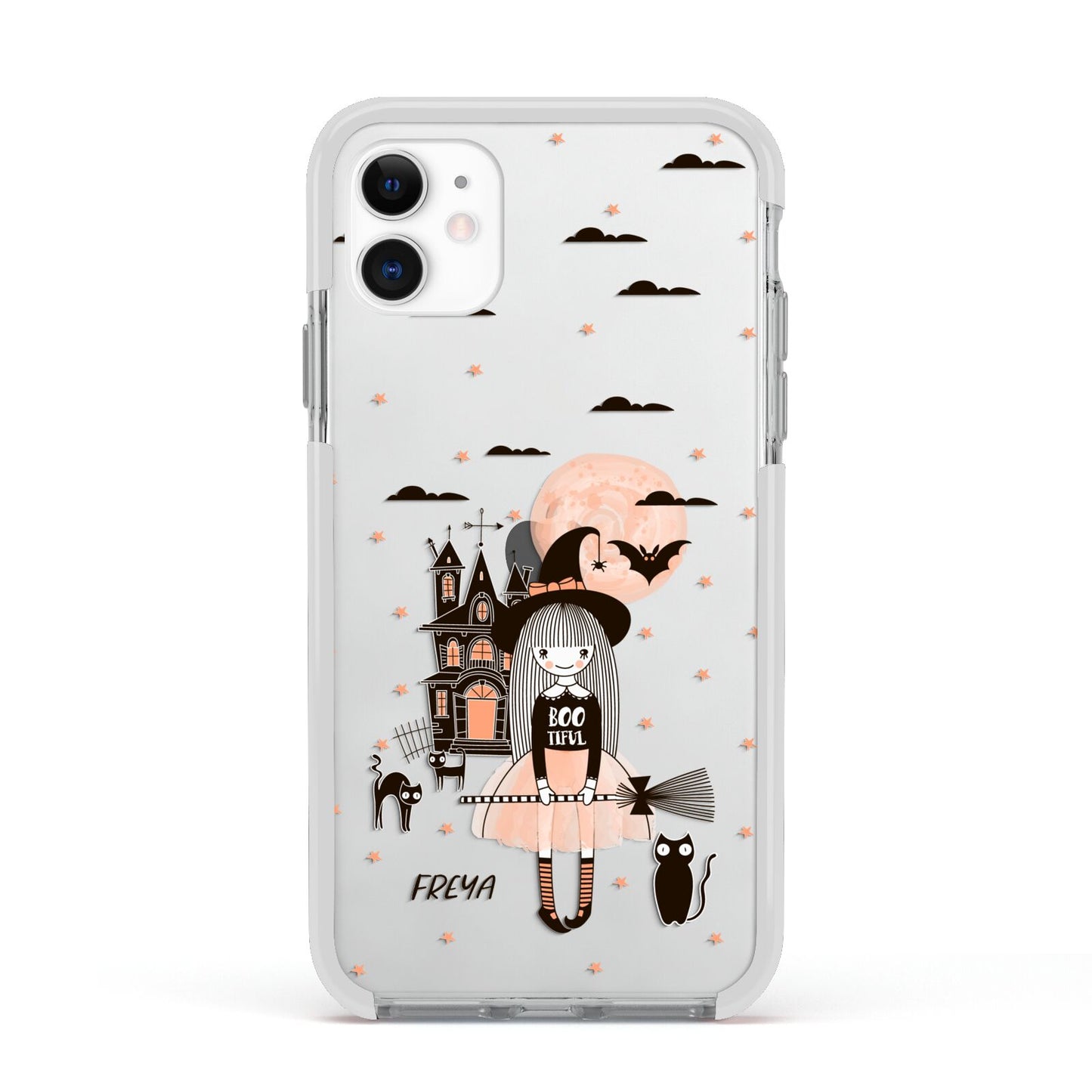 Girl Witch Apple iPhone 11 in White with White Impact Case