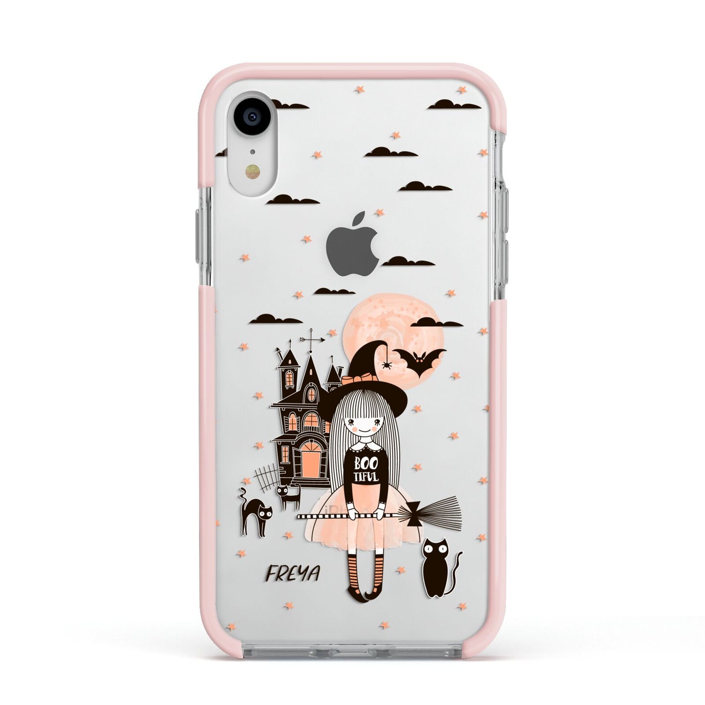 Girl Witch Apple iPhone XR Impact Case Pink Edge on Silver Phone