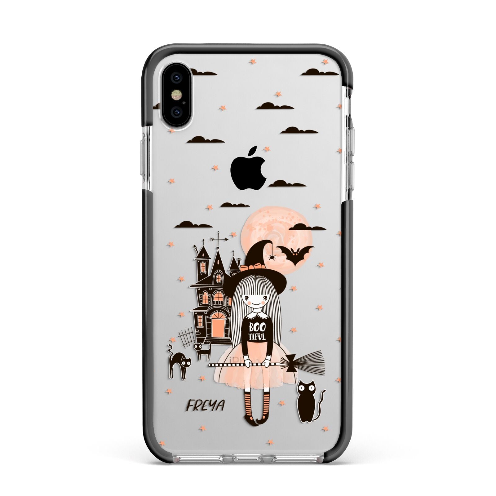 Girl Witch Apple iPhone Xs Max Impact Case Black Edge on Silver Phone