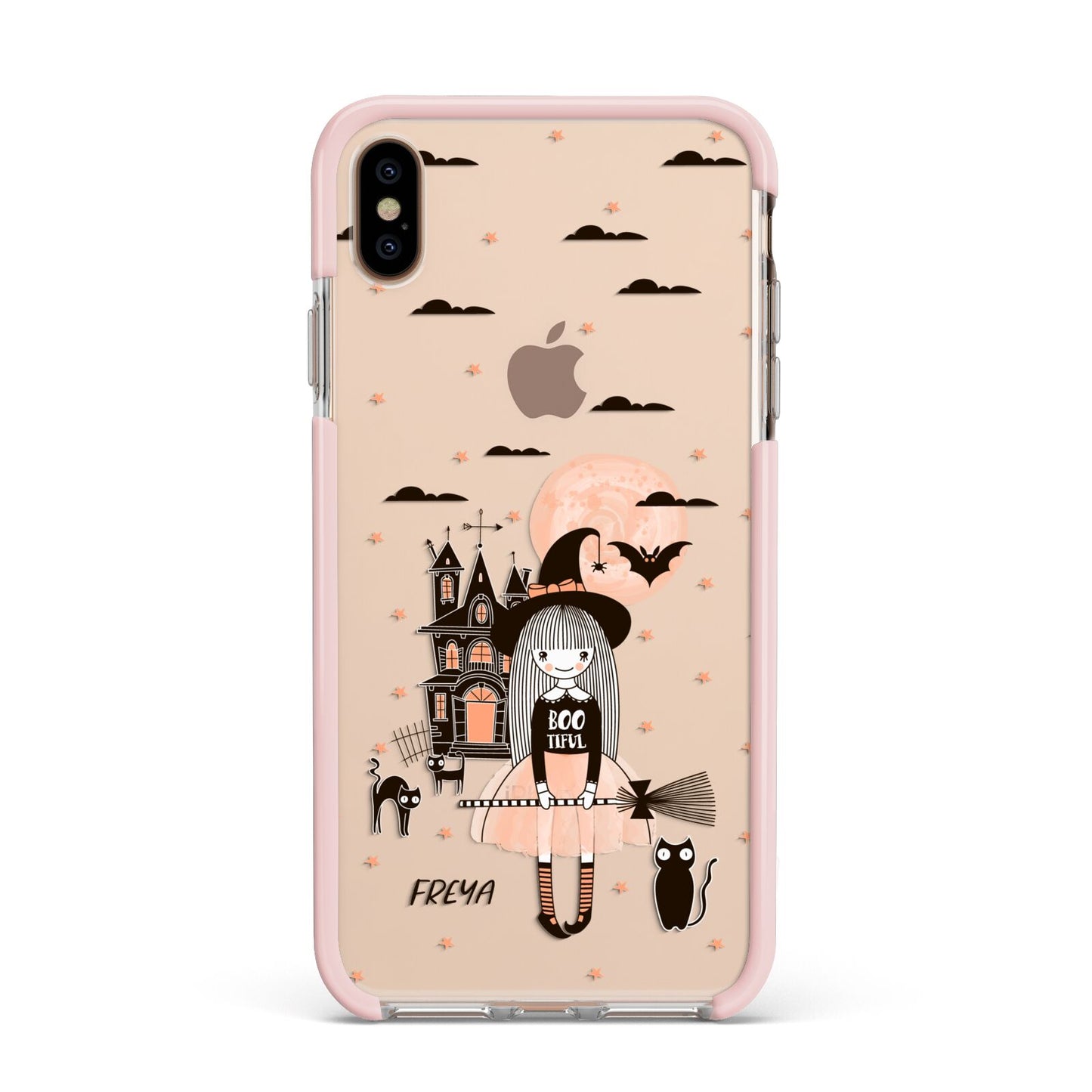 Girl Witch Apple iPhone Xs Max Impact Case Pink Edge on Gold Phone