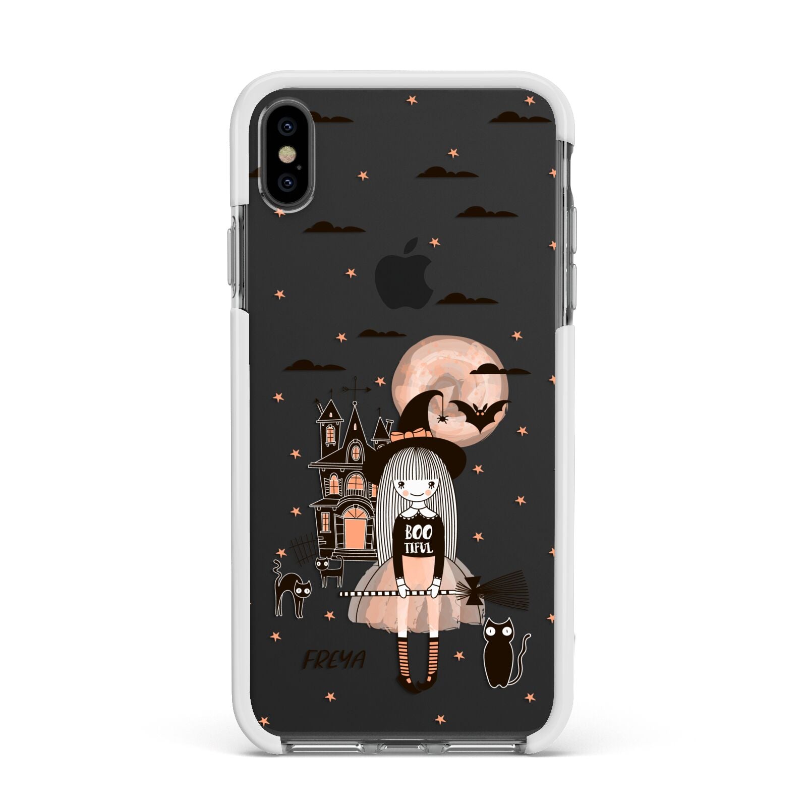 Girl Witch Apple iPhone Xs Max Impact Case White Edge on Black Phone