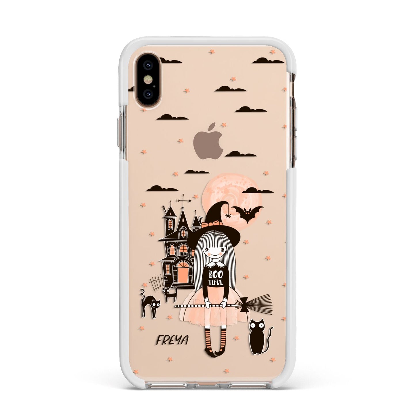 Girl Witch Apple iPhone Xs Max Impact Case White Edge on Gold Phone
