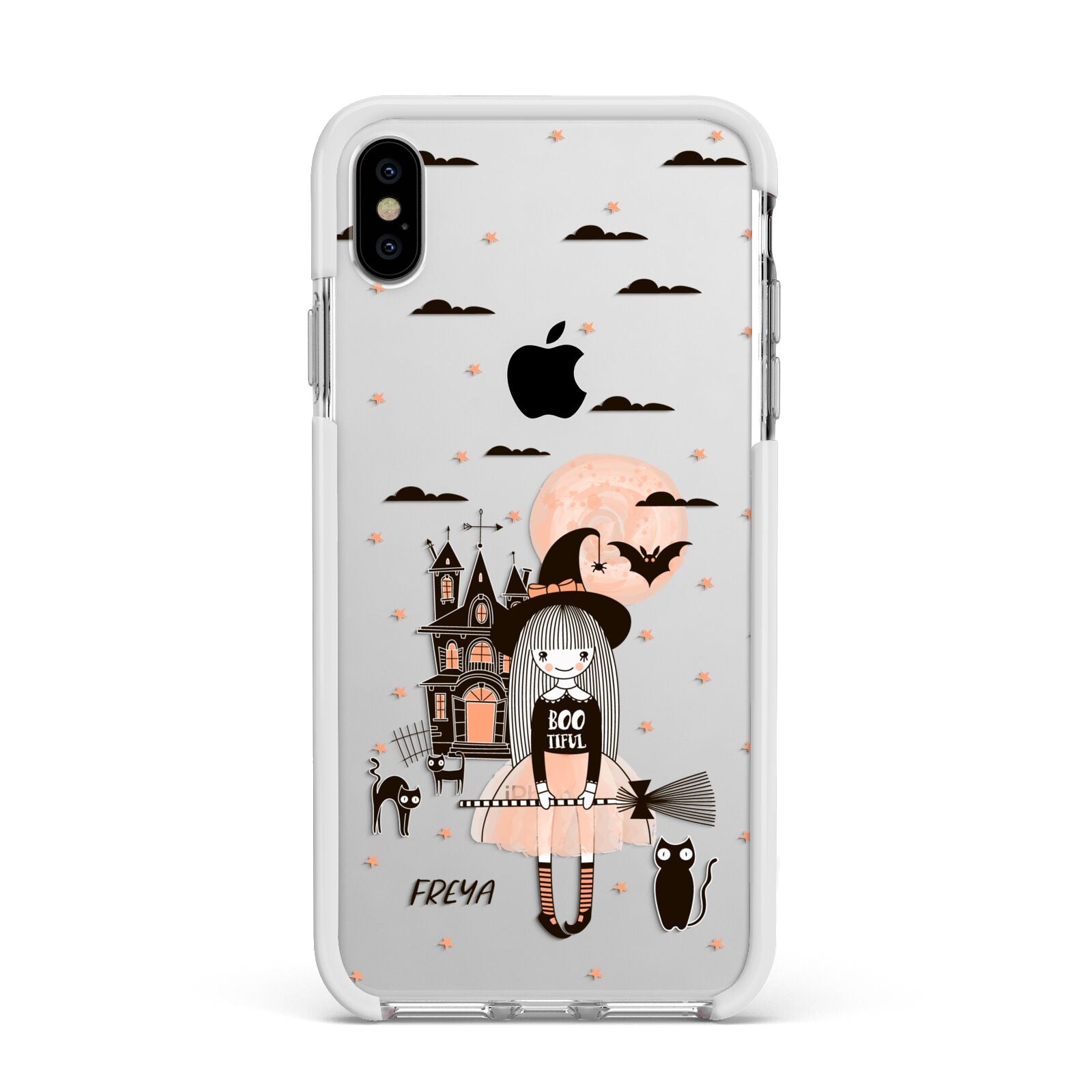 Girl Witch Apple iPhone Xs Max Impact Case White Edge on Silver Phone