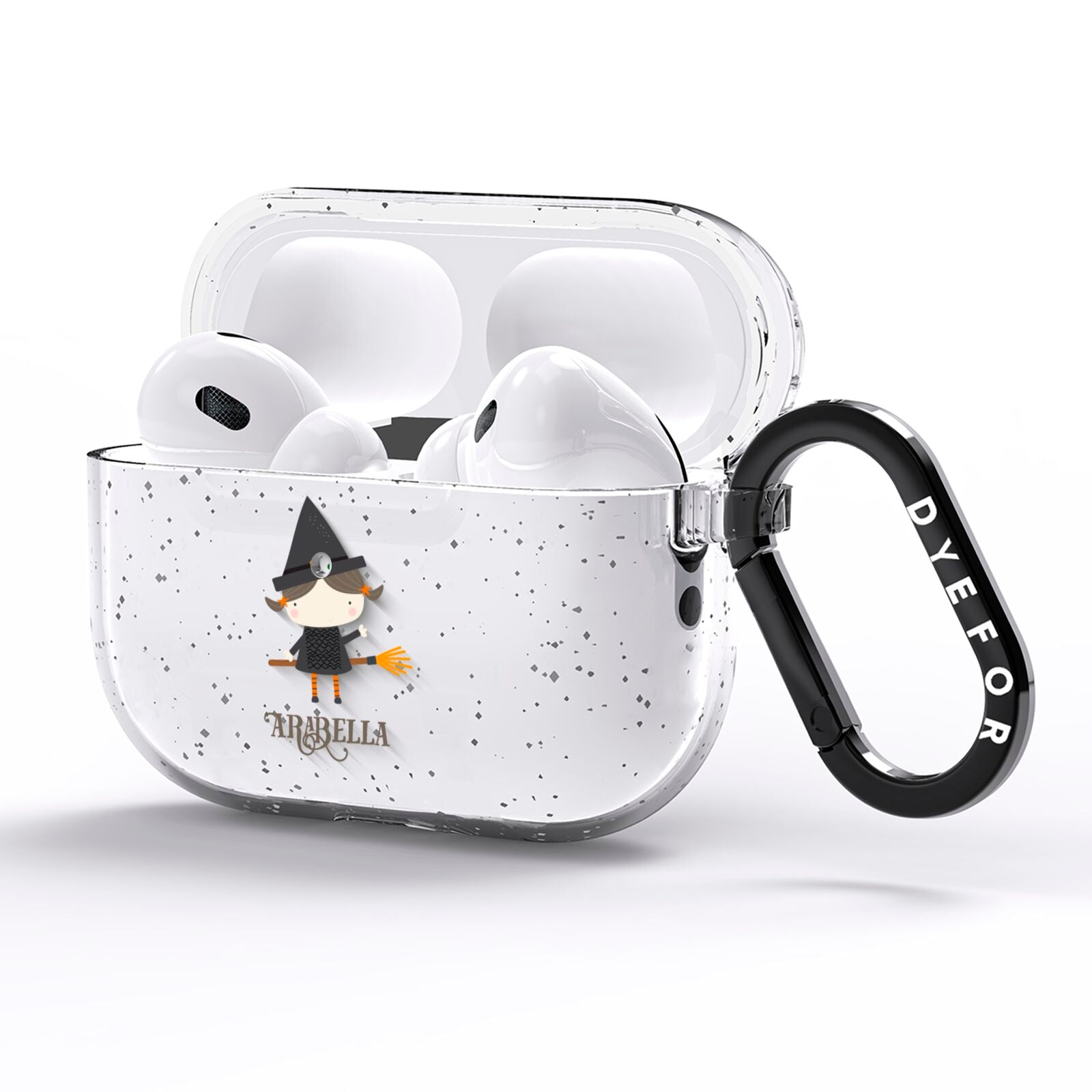 Girl Witch Personalised AirPods Pro Glitter Case Side Image